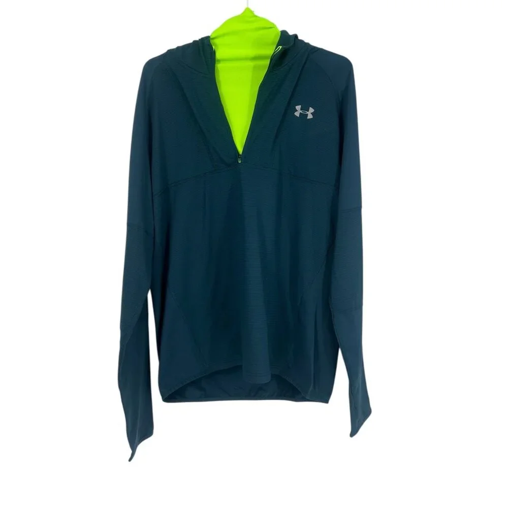❄️ Under Armour ColdGear Thermal Run Hoodie Teal Blue XL ❄️ - Picture 4 of 7